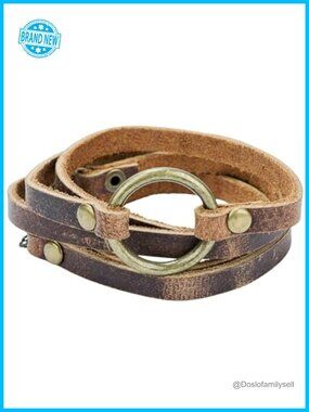 Handmade Adjustable Leather Wrap Bracelet - 5 Wrap Circle Design